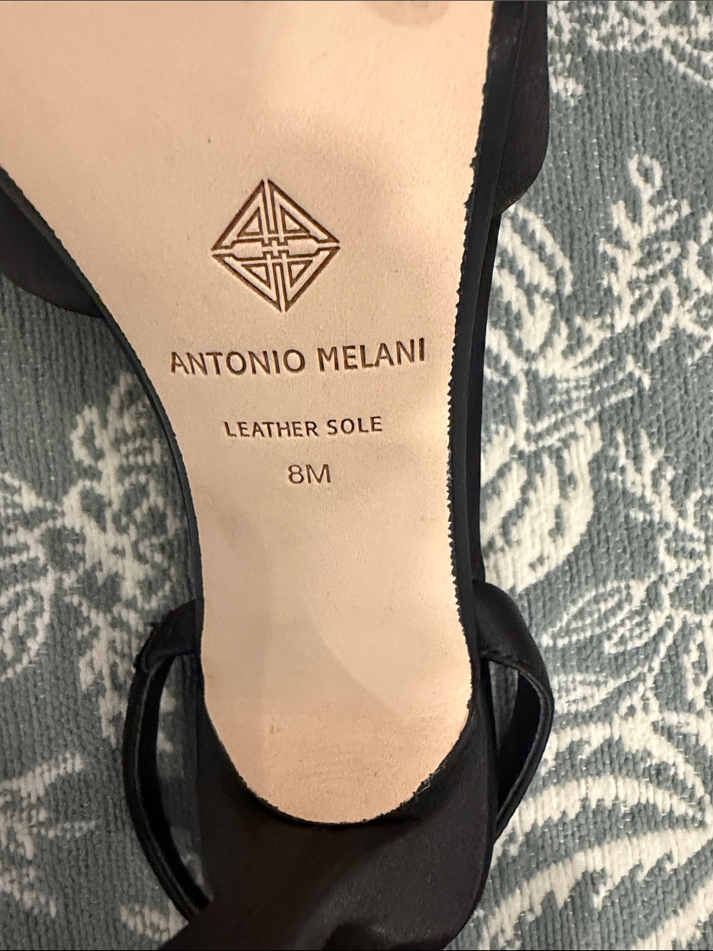 ANTONIO MELANI Black Satin Pointed-Toe Slingback Heels with Bow - Picture 15 of 15